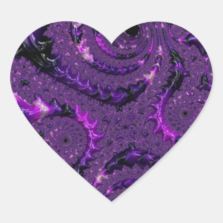 Funky Bold Boho Purple Digital Abstract Fractal Heart Sticker