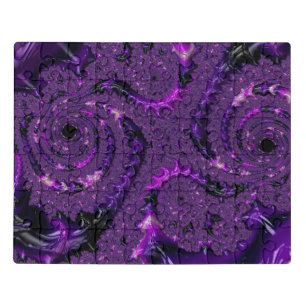 Funky Bold Boho Purple Digital Abstract Fractal Jigsaw Puzzle