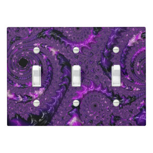 Funky Bold Boho Purple Digital Abstract Fractal Light Switch Cover