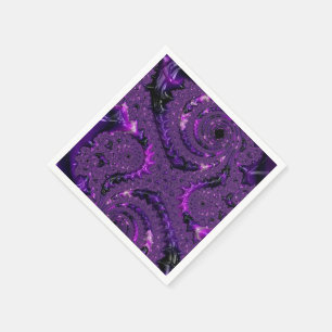Funky Bold Boho Purple Digital Abstract Fractal Napkins