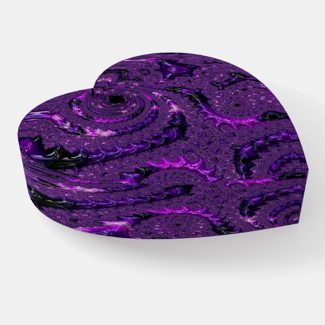 Funky Bold Boho Purple Digital Abstract Fractal Paperweight (Angled)