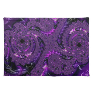 Funky Bold Boho Purple Digital Abstract Fractal Placemat
