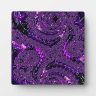 Funky Bold Boho Purple Digital Abstract Fractal Plaque