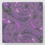 Funky Bold Boho Purple Digital Abstract Fractal Stone Coaster