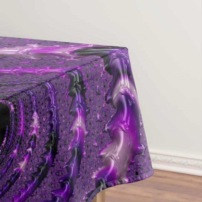 Funky Bold Boho Purple Digital Abstract Fractal Tablecloth (In Situ)