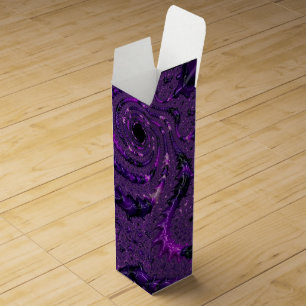 Funky Bold Boho Purple Digital Abstract Fractal Wine Box