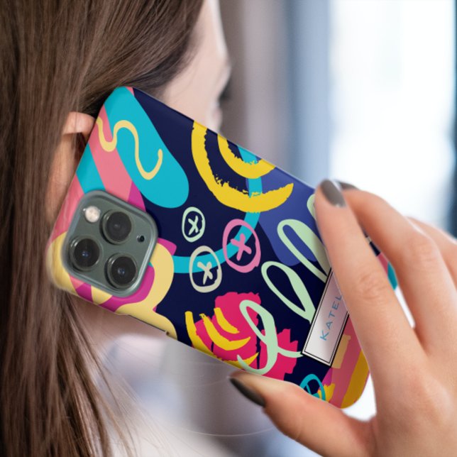 Funky Bold Graffiti Scribbles Pattern Monogram Iphone Case (Creator Uploaded)