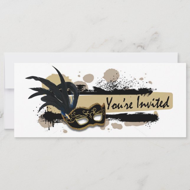 Funky Bold Grunge Masquerade Party Invitation (Front)