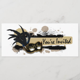 Funky Bold Grunge Masquerade Party Invitation