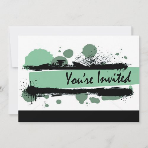 Funky Bold Grunge Splatter Birthday Party aqua Invitation