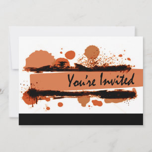 Funky Bold Grunge Splatter Birthday Party (mauve) Invitation