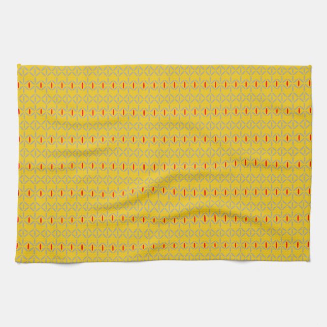 funky bold on mustard kitchen towel tea towel (Horizontal)