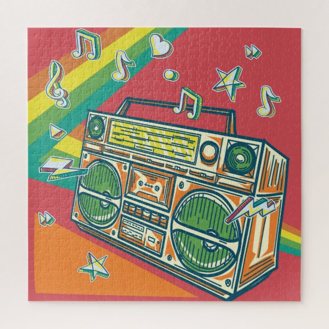 Funky Boom Box Colorful Design Jigsaw Puzzle (Vertical)