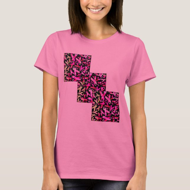 Funky Breast Cancer Ribbons T-Shirt (Front)