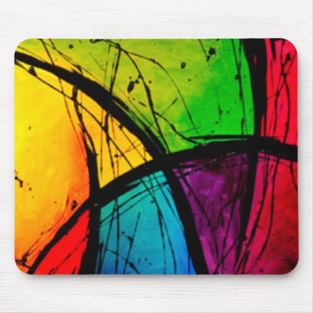 Funky Bright Abstract Art Painting Mouse Pad (Front)