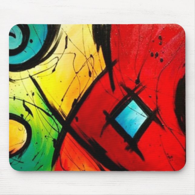Funky Bright  Abstract Art Painting Mouse Pad (Front)