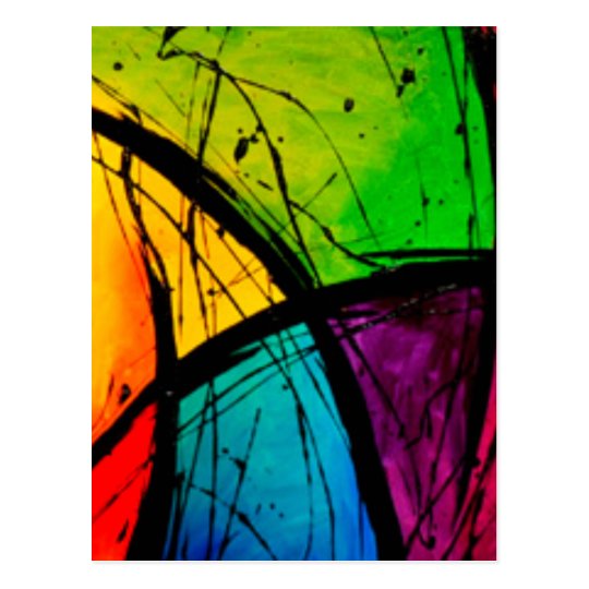 Funky Bright Abstract Art Painting Postcard | Zazzle.com