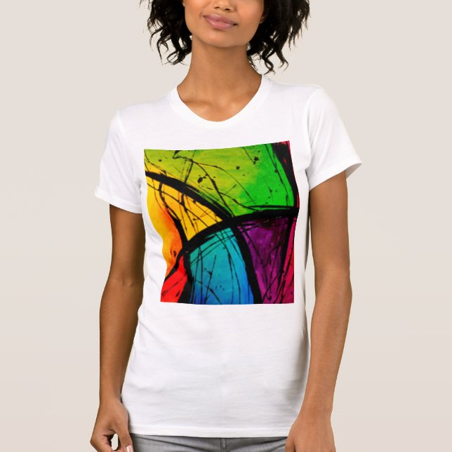 Funky Bright Abstract Art Painting T-Shirt (Front)