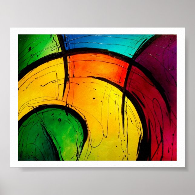 Funky Bright Abstract Art Poster (Front)