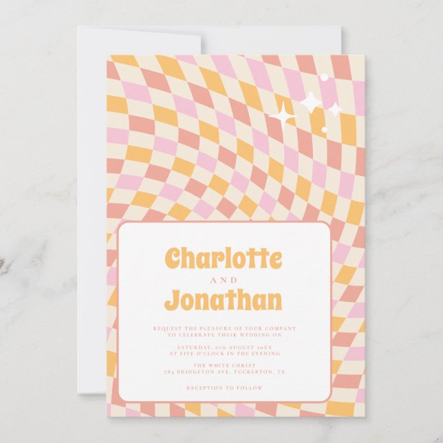 Funky Bright and Colorful Summer Wedding Invitation (Front)
