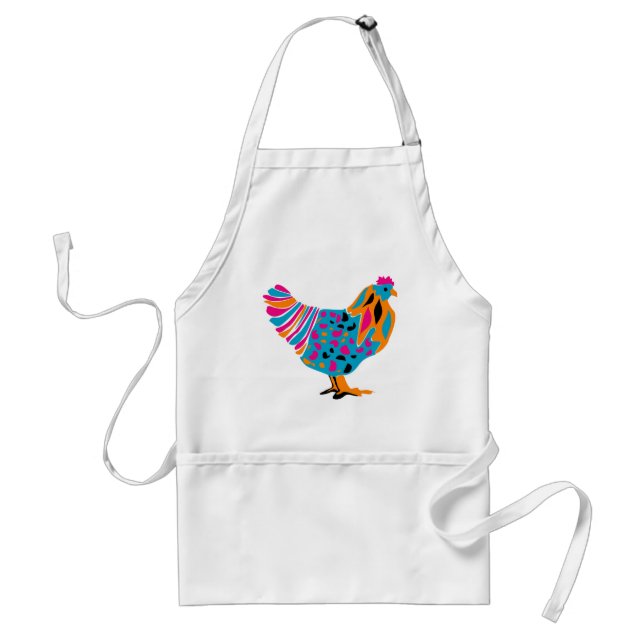 Funky Bright Chicken Adult Apron (Front)