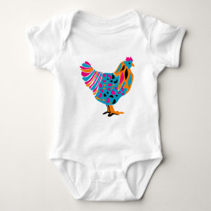 Funky Bright Chicken Baby Bodysuit