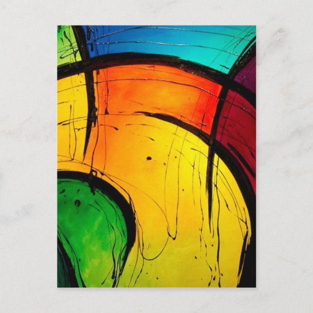 Funky Bright Colors Abstract Art Postcard (Front)