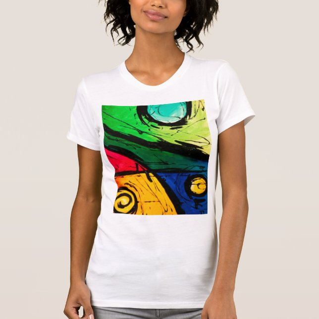 Funky Bright Colors Abstract Art T-Shirt (Front)