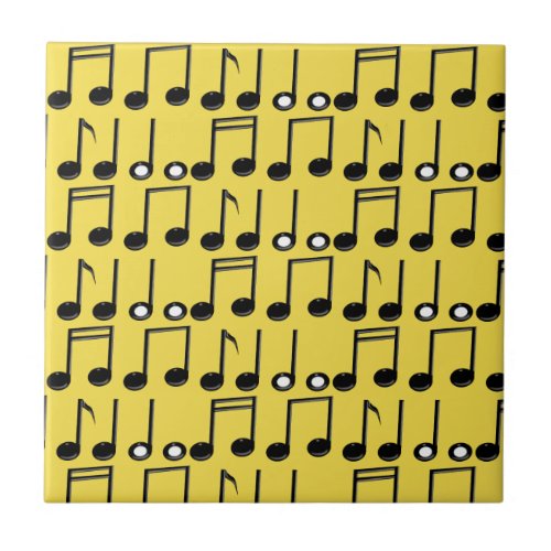 Funky Bright Musical Notes Pattern Ceramic Tile