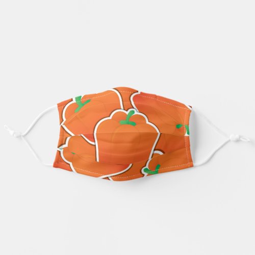 Funky bright orange bell pepper  capsicum pattern adult cloth face mask