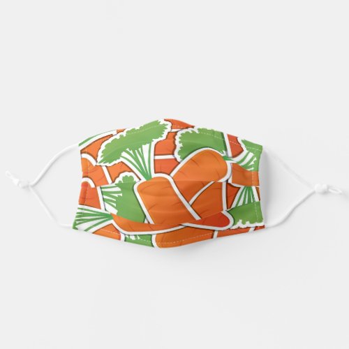 Funky bright orange carrot pattern adult cloth face mask