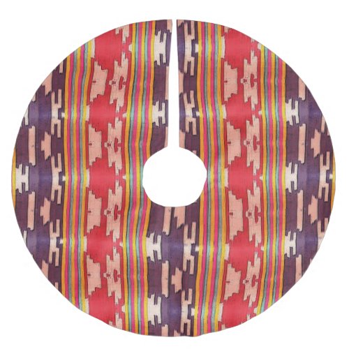 Funky Bright Purple and Red Tribal Pattern Brushed Polyester Tree Skirt