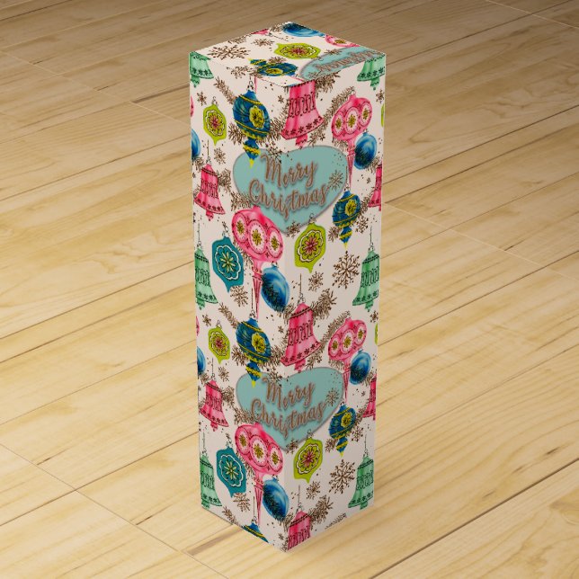 Funky Bright Retro Christmas Wine Box (Front)