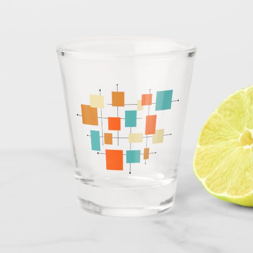 Funky Bright Squares Mid Century Retro Shot Glass