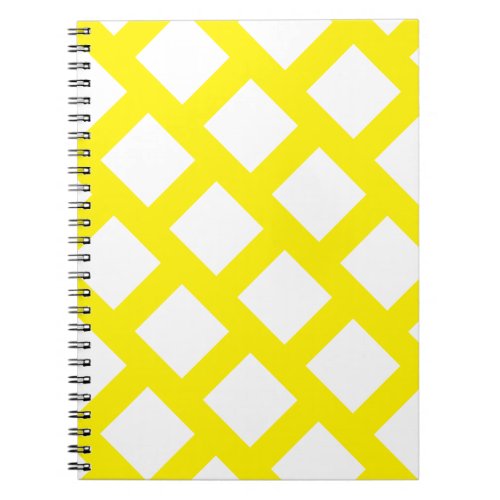 Funky Bright Yellow  White Simple Rhombus Pattern Notebook