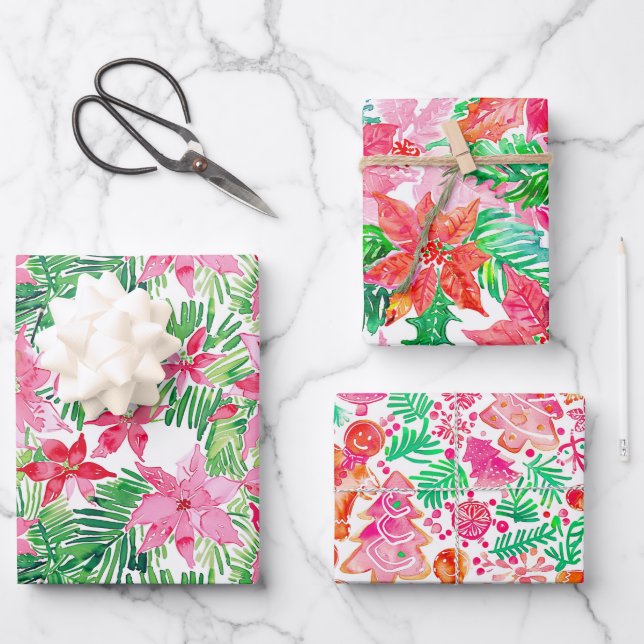 Funky Brights Christmas Themed  Wrapping Paper Sheets (Front)