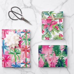 Funky Brights Christmas Themed  Wrapping Paper Sheets