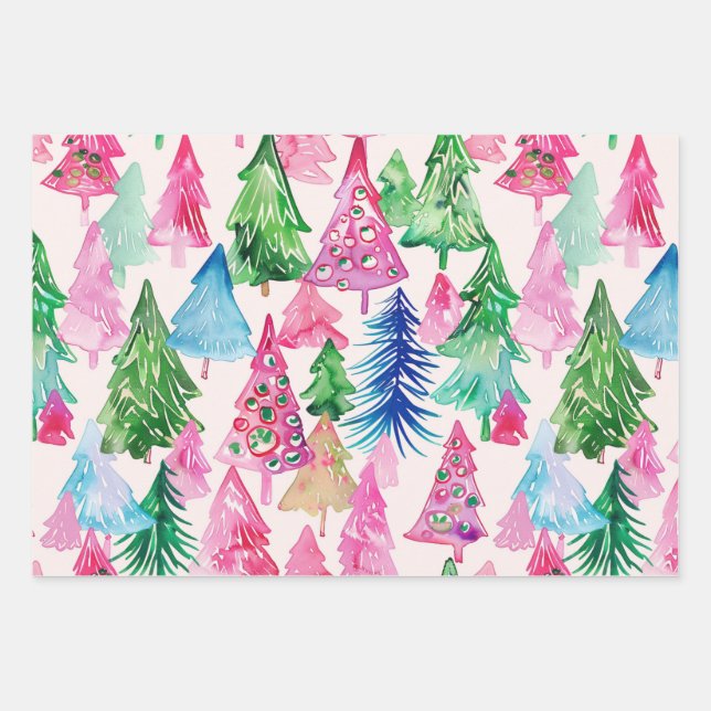 Funky Brights Christmas Themed  Wrapping Paper Sheets (Front)