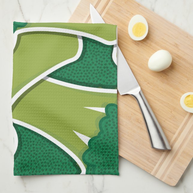Funky broccoli kitchen towel (Quarter Fold)