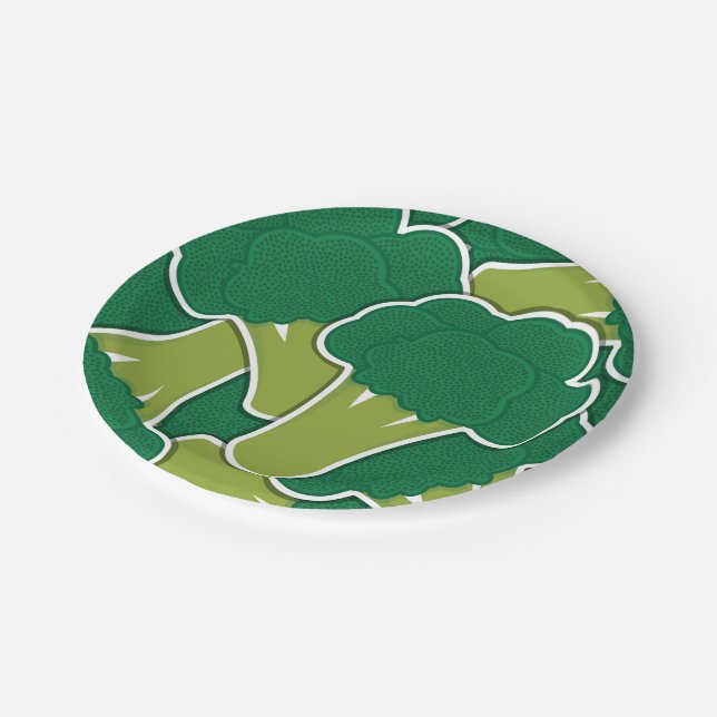 Funky broccoli paper plates (Angled)