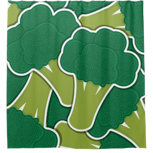 Funky broccoli shower curtain (Front)