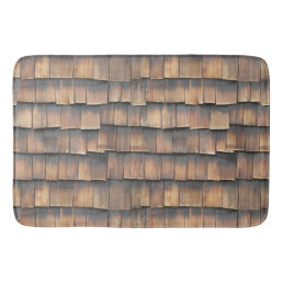 Funky Brown Aged Wooden Shingles Photography Bath Mat