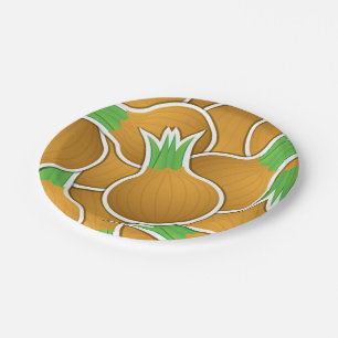 Funky brown onions paper plates