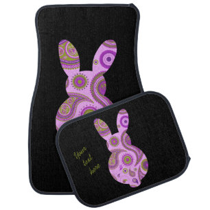 Funky Bunny in Crazy Paisley Car Floor Mat