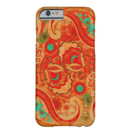 Funky Burnt Orange Red Turquoise Vintage Paisley Barely There iPhone 6 Case