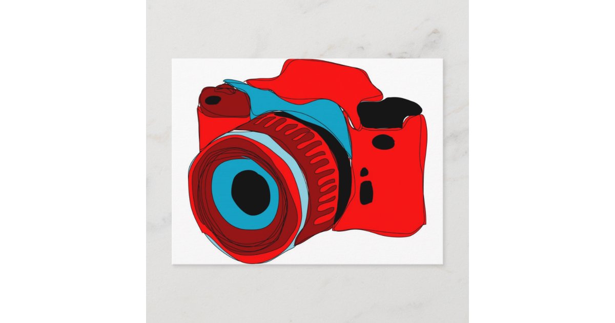 Funky camera graphic illustration postcard | Zazzle