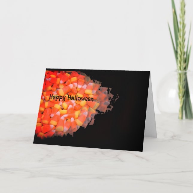 Funky Candy Corn Happy Halloween Card (Front)