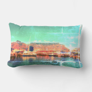 Funky Cape Town Harbor Table Mountain Throw Pillow