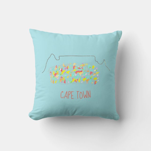 Funky Cape Town Table Mountain Colorful Contour Throw Pillow (Front)