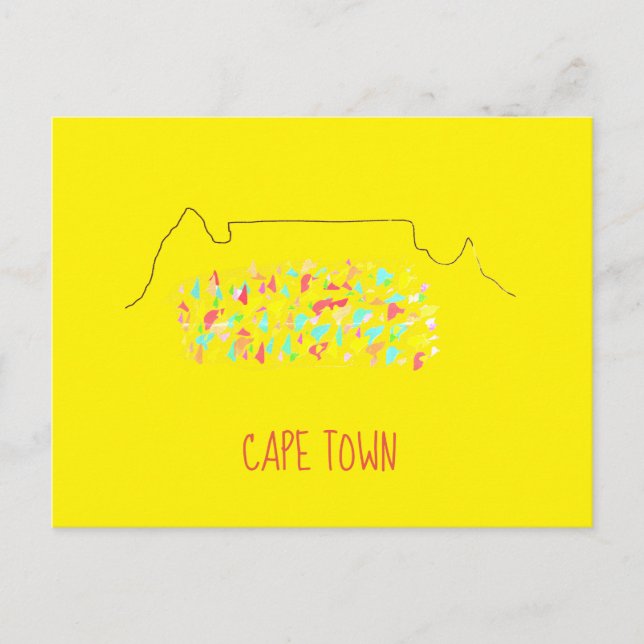 Funky Cape Town ZA Table Mountain Colorful Postcard (Front)